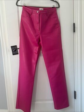Wilfred Hot Pink Straight Leg Faux Leather Pants